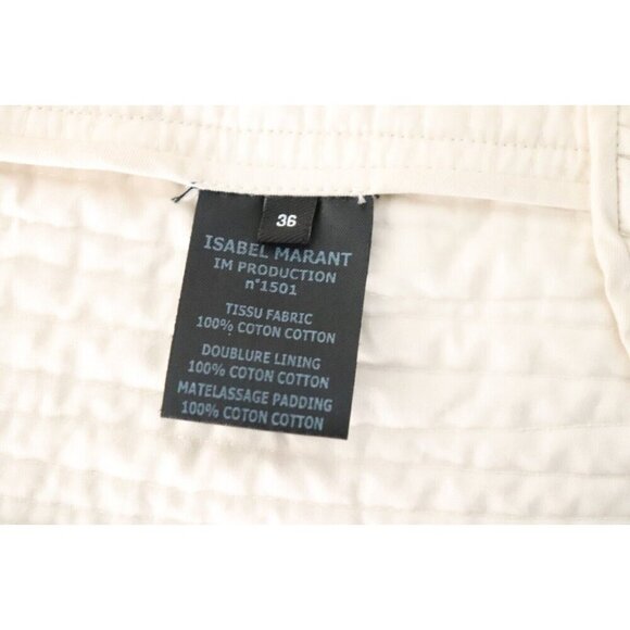 Isabel Marant Women’s Size 36 XS Ivory Quilted Jacket Cotton Pockets City Coat - Picture 3 of 8